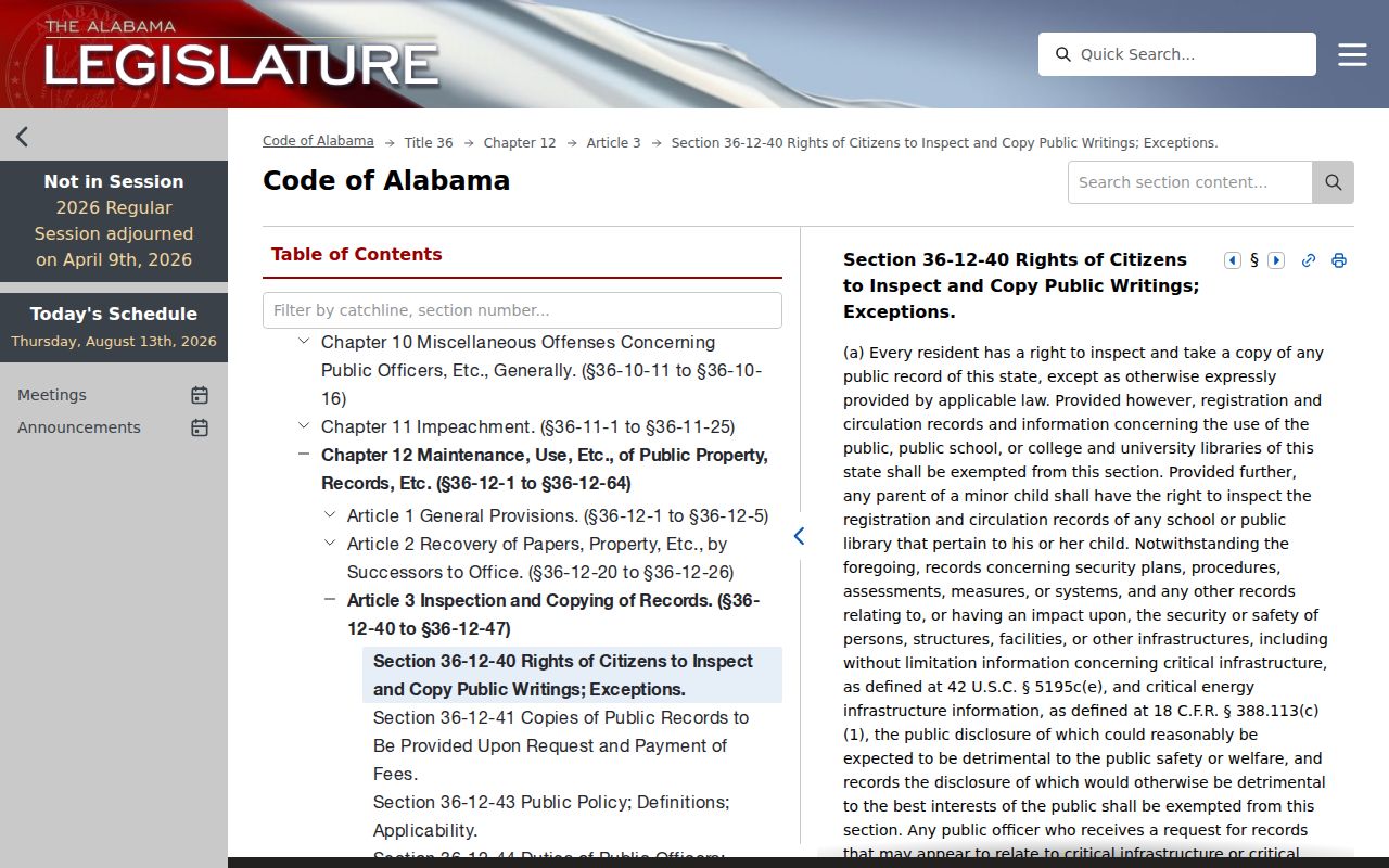 Marshall County court records and Alabama public records statute source