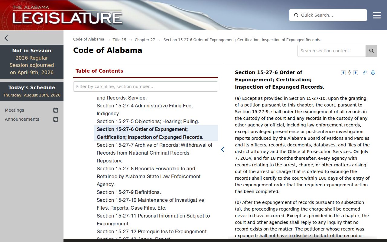 Marshall County criminal docket Alabama expungement law