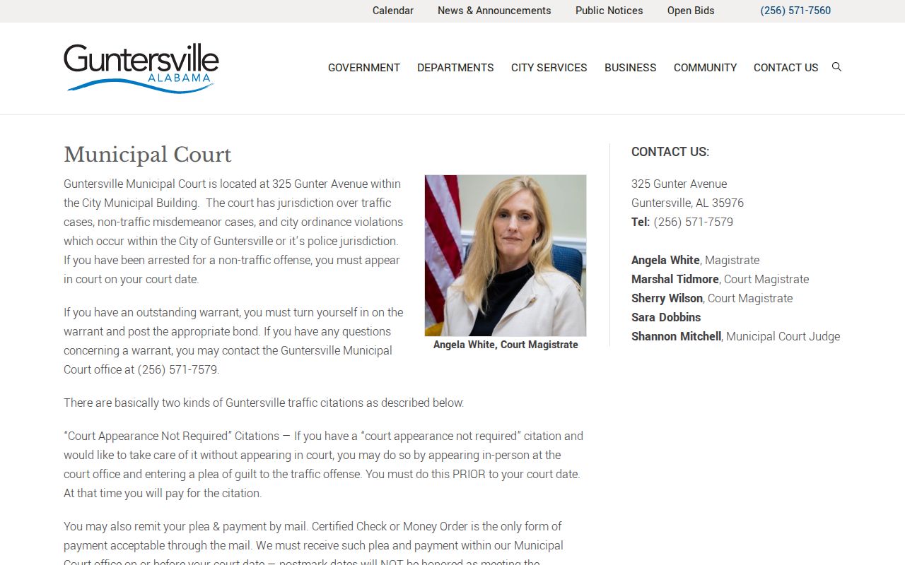 Guntersville Municipal Court records and schedule source